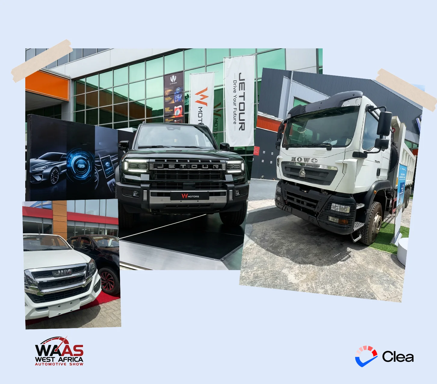 JETOUR, HOWO & JIM lined up for display at WAAS 2026