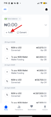 Fund your naira wallet