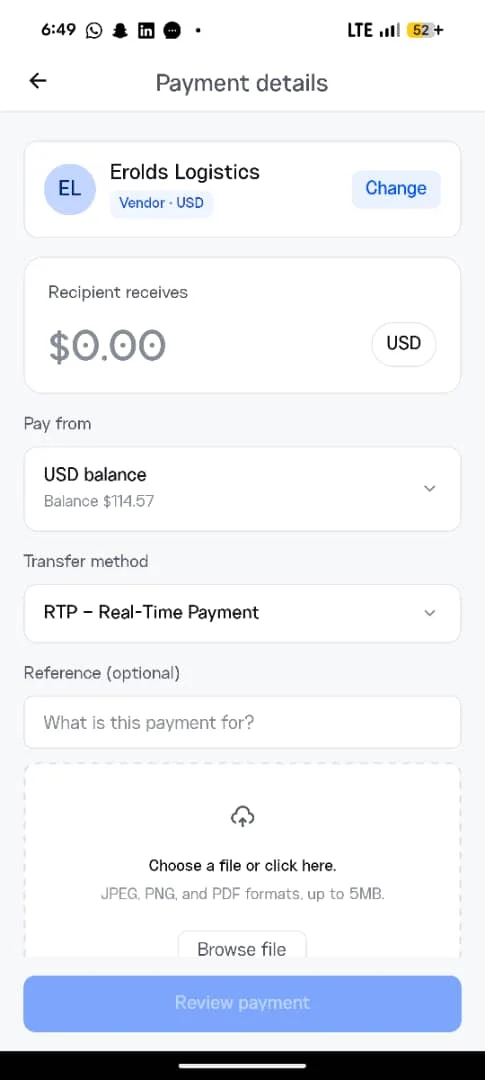 Vendor payment on Clea mobile